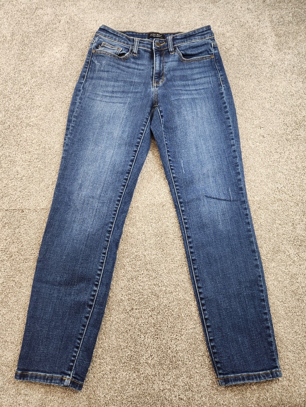 Judy Blue Slim Fit Jeans Size 7/28 Dark Wash Blue Stretch Denim Women Distressed